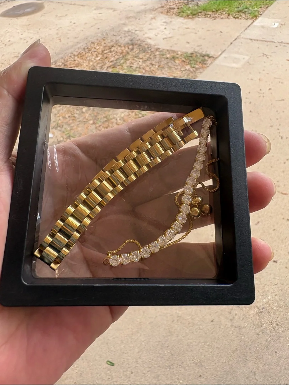 Men's Gold Link Bracelet and Adjustable Slider Chain